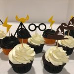 Harry Potter Cupcakes - black and white cupcakes with Harry Potter Toppers