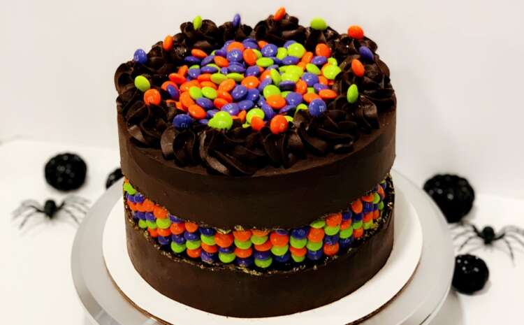 Halloween M&Ms Fault Line Cake