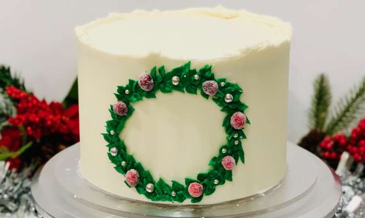 Wreath Cake - with sugared cranberries