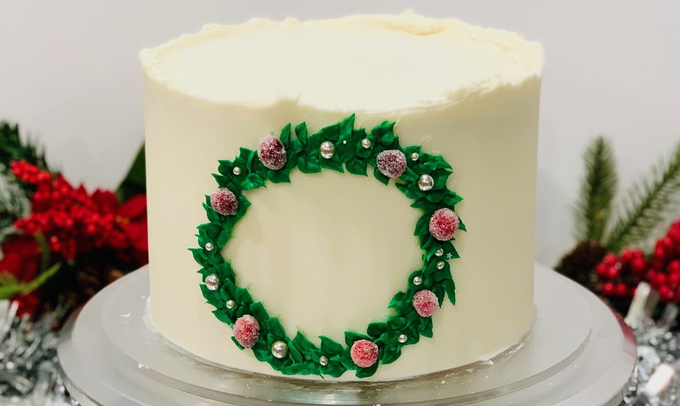 Wreath Cake - with sugared cranberries