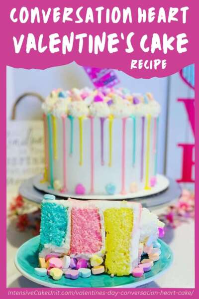 Conversation Heart VD Cake pin 1 Conversation Heart VD Cake pinterest pin