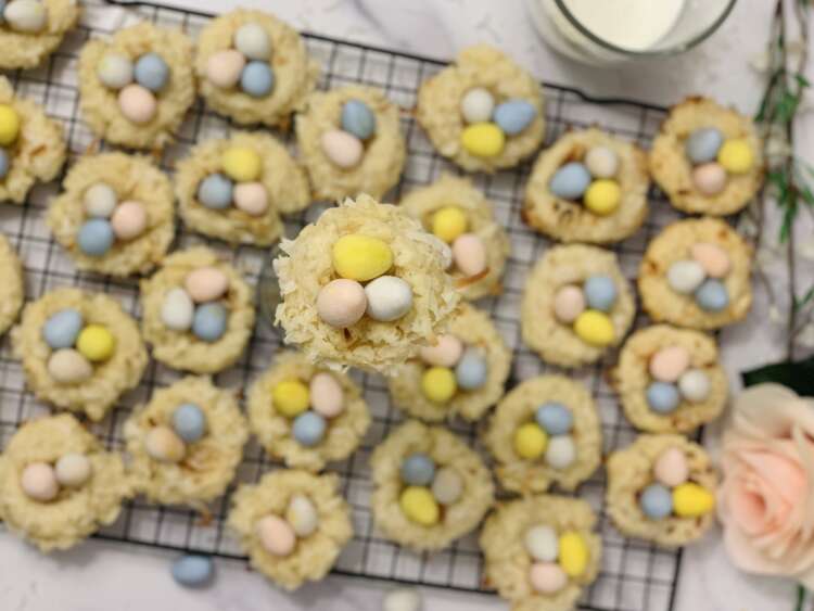 Birds Nest Macaroons - overhead landscape orientation view